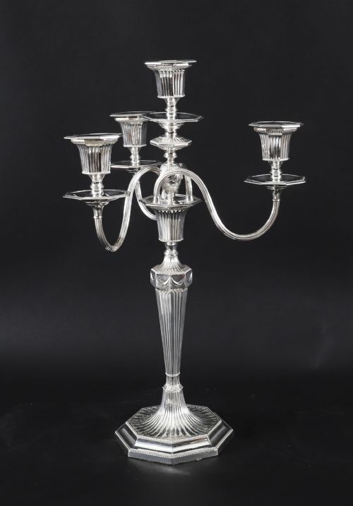 ANTIQUE PAIR SILVER PLATED 4 LIGHT CANDELABRA HAWKSWORTH EYRE 19THC - ADDITIONAL PHOTO 11
