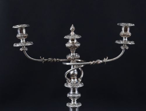 ANTIQUE LARGE OLD SHEFFIELD GEORGE III CANDELABRA 4 PIECE SUITE 18TH CENTURY - ADDITIONAL PHOTO 2