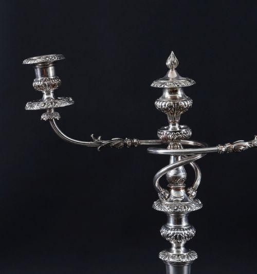 ANTIQUE LARGE OLD SHEFFIELD GEORGE III CANDELABRA 4 PIECE SUITE 18TH CENTURY - ADDITIONAL PHOTO 3