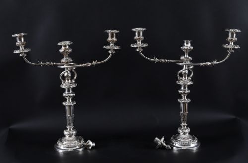 ANTIQUE LARGE OLD SHEFFIELD GEORGE III CANDELABRA 4 PIECE SUITE 18TH CENTURY - ADDITIONAL PHOTO 8