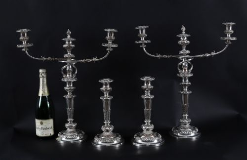 ANTIQUE LARGE OLD SHEFFIELD GEORGE III CANDELABRA 4 PIECE SUITE 18TH CENTURY - ADDITIONAL PHOTO 18