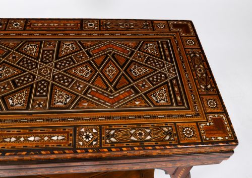 ANTIQUE LEVANTINE INLAID CARD CHESS BACKGAMMON GAMES TABLE C1900 - ADDITIONAL PHOTO 10