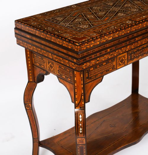 ANTIQUE LEVANTINE INLAID CARD CHESS BACKGAMMON GAMES TABLE C1900 - ADDITIONAL PHOTO 15