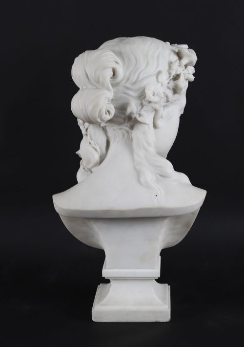 ANTIQUE CARRARA MARBLE BUST OF A GRECIAN LADY BY EUGENE AIZELIN C1850 19TH C - ADDITIONAL PHOTO 4