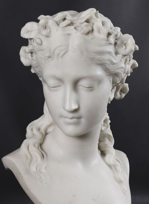 ANTIQUE CARRARA MARBLE BUST OF A GRECIAN LADY BY EUGENE AIZELIN C1850 19TH C - ADDITIONAL PHOTO 7