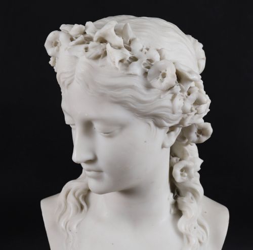 ANTIQUE CARRARA MARBLE BUST OF A GRECIAN LADY BY EUGENE AIZELIN C1850 19TH C - ADDITIONAL PHOTO 12