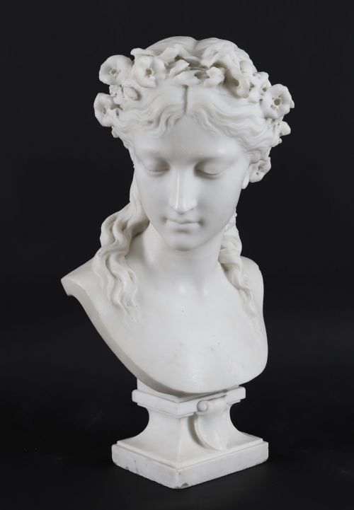 ANTIQUE CARRARA MARBLE BUST OF A GRECIAN LADY BY EUGENE AIZELIN C1850 19TH C - ADDITIONAL PHOTO 17