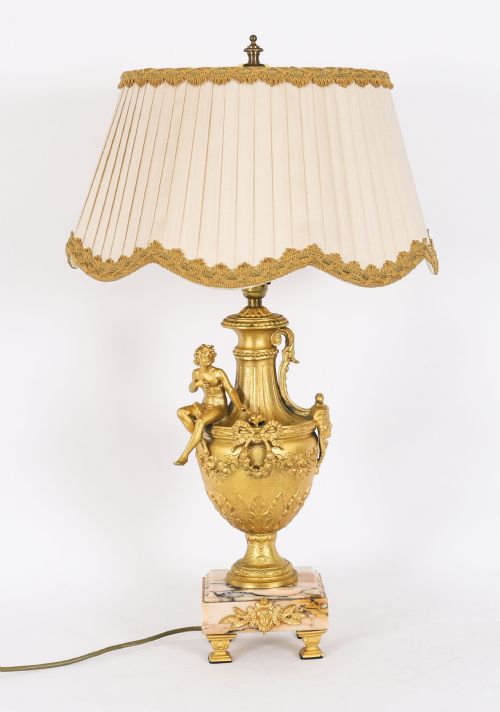 ANTIQUE PAIR NEOCLASSICAL ORMOLU PINK MARBLE TABLE LAMPS 20TH C - ADDITIONAL PHOTO 1