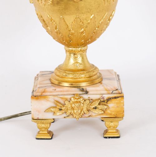 ANTIQUE PAIR NEOCLASSICAL ORMOLU PINK MARBLE TABLE LAMPS 20TH C - ADDITIONAL PHOTO 13