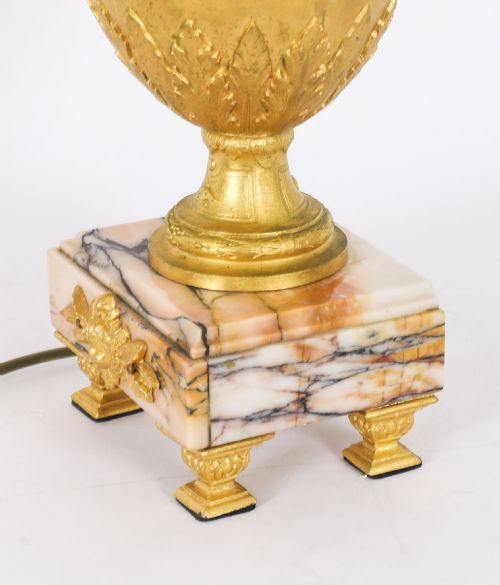 ANTIQUE PAIR NEOCLASSICAL ORMOLU PINK MARBLE TABLE LAMPS 20TH C - ADDITIONAL PHOTO 16