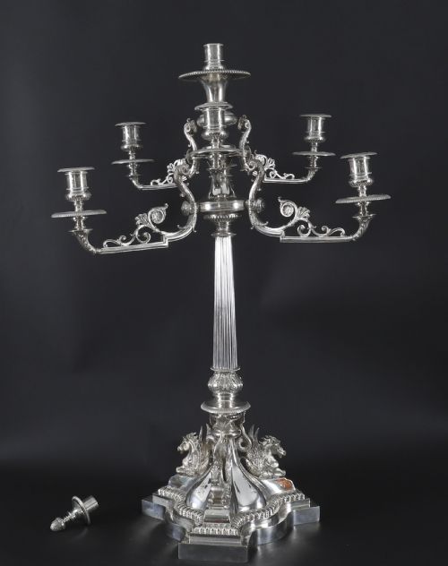 ANTIQUE 3FT 90CM VICTORIAN CENTREPIECE CANDELABRA ELKINGTON C1860 19TH C - ADDITIONAL PHOTO 1