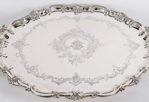 ANTIQUE VICTORIAN OVAL SILVER PLATED TRAY THOMAS BRADBURY SONS 19TH C - ADDITIONAL PHOTO 5