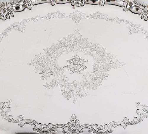 ANTIQUE VICTORIAN OVAL SILVER PLATED TRAY THOMAS BRADBURY SONS 19TH C - ADDITIONAL PHOTO 6