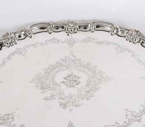 ANTIQUE VICTORIAN OVAL SILVER PLATED TRAY THOMAS BRADBURY SONS 19TH C - ADDITIONAL PHOTO 7