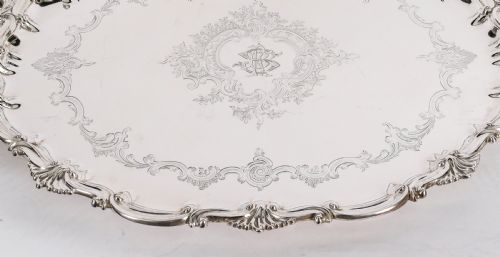 ANTIQUE VICTORIAN OVAL SILVER PLATED TRAY THOMAS BRADBURY SONS 19TH C - ADDITIONAL PHOTO 8