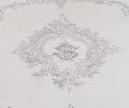 ANTIQUE VICTORIAN OVAL SILVER PLATED TRAY THOMAS BRADBURY SONS 19TH C - ADDITIONAL PHOTO 11