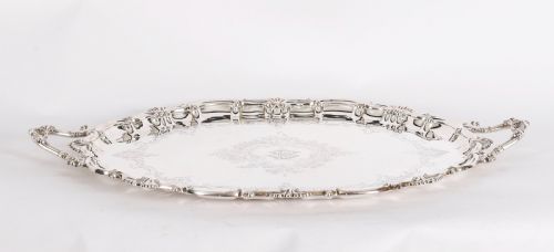 ANTIQUE VICTORIAN OVAL SILVER PLATED TRAY THOMAS BRADBURY SONS 19TH C - ADDITIONAL PHOTO 13