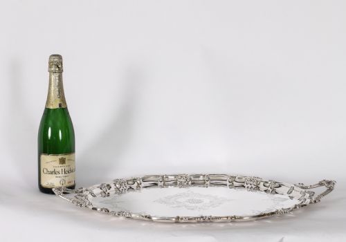 ANTIQUE VICTORIAN OVAL SILVER PLATED TRAY THOMAS BRADBURY SONS 19TH C - ADDITIONAL PHOTO 18