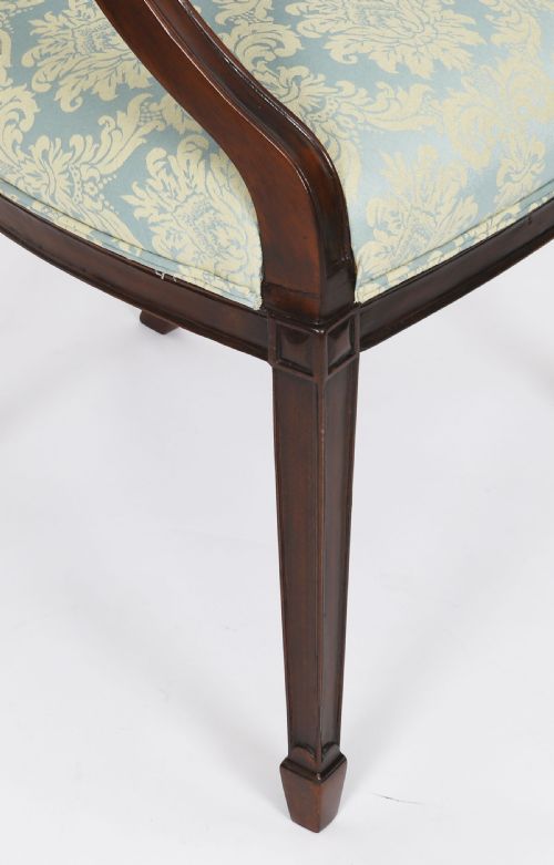 ANTIQUE PAIR FEDERAL REVIVAL SHIELD BACK ARMCHAIRS 20TH CENTURY - ADDITIONAL PHOTO 8