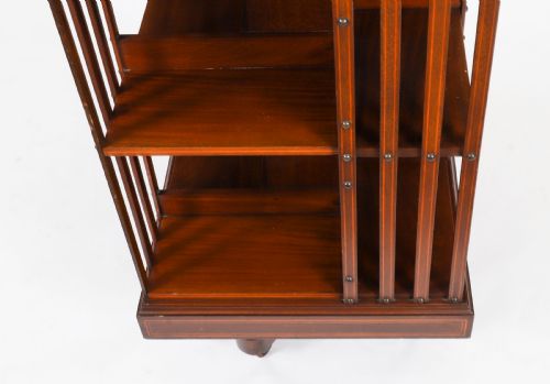 ANTIQUE EDWARDIAN FLAME MAHGOANY REVOLVING BOOKCASE C1900 - ADDITIONAL PHOTO 5