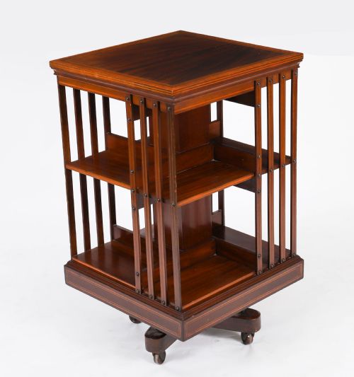 ANTIQUE EDWARDIAN FLAME MAHGOANY REVOLVING BOOKCASE C1900 - ADDITIONAL PHOTO 8