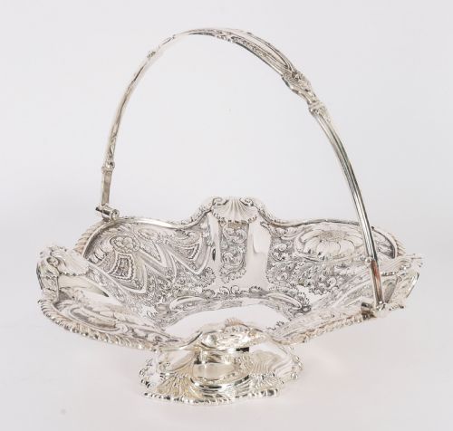 ANTIQUE VICTORIAN SILVER PLATED FRUIT BASKET GEORGE W SCOTT SONS LTD 19TH C