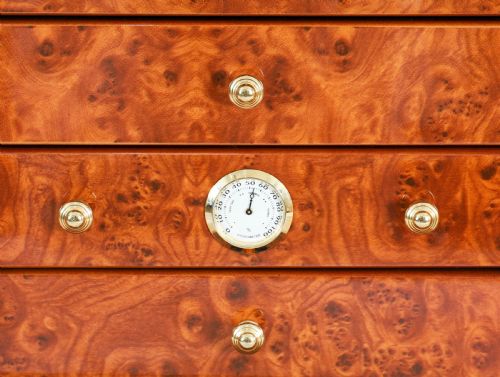 ANTIQUE BURR ELM FOUR DRAWER CIGAR HUMIDOR CABINET 20TH CENTURY - ADDITIONAL PHOTO 12