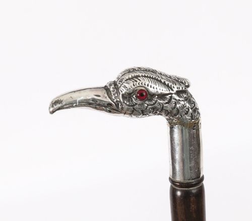 ANTIQUE ART NOUVEAU SILVER WALKING STICK CANE19TH C 97CM 38INCH - ADDITIONAL PHOTO 3