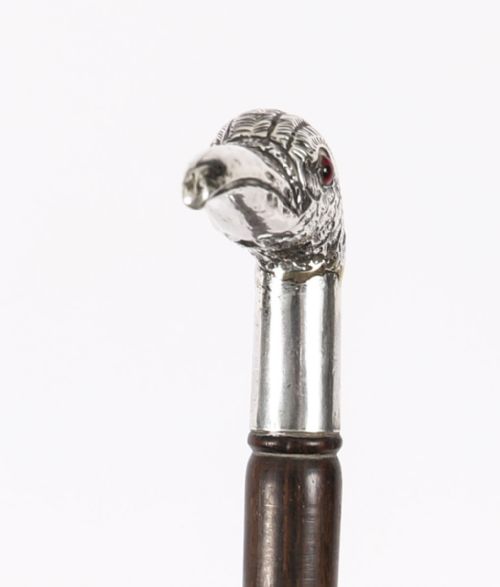 ANTIQUE ART NOUVEAU SILVER WALKING STICK CANE19TH C 97CM 38INCH - ADDITIONAL PHOTO 4