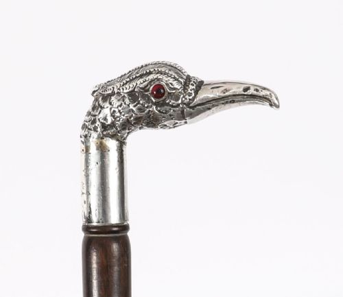 ANTIQUE ART NOUVEAU SILVER WALKING STICK CANE19TH C 97CM 38INCH - ADDITIONAL PHOTO 5
