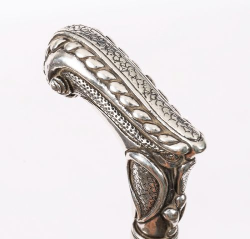 ANTIQUE FRENCH ART NOUVEAU SILVER WALKING CANE STICK19TH CENTURY 94CM 37INCH - ADDITIONAL PHOTO 2