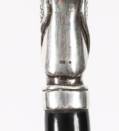 ANTIQUE FRENCH ART NOUVEAU SILVER WALKING CANE STICK19TH CENTURY 94CM 37INCH - ADDITIONAL PHOTO 9