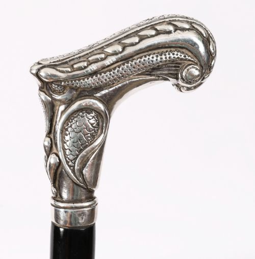 ANTIQUE FRENCH ART NOUVEAU SILVER WALKING CANE STICK19TH CENTURY 94CM 37INCH - ADDITIONAL PHOTO 11