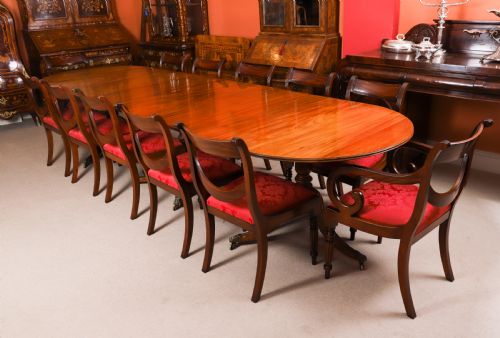 ANTIQUE 12FT GEORGE III REVIVAL TRIPLE PILLAR DINING TABLE 19TH C - ADDITIONAL PHOTO 1