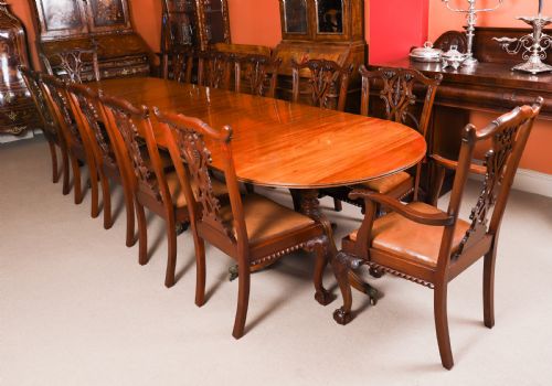 ANTIQUE 12FT GEORGE III REVIVAL TRIPLE PILLAR DINING TABLE 19TH C - ADDITIONAL PHOTO 2
