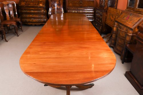 ANTIQUE 12FT GEORGE III REVIVAL TRIPLE PILLAR DINING TABLE 19TH C - ADDITIONAL PHOTO 4