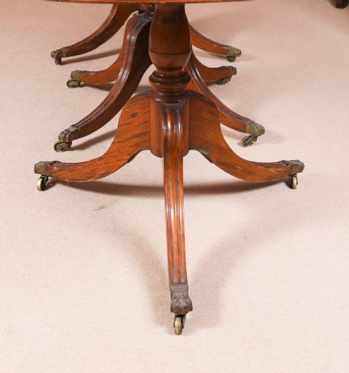 ANTIQUE 12FT GEORGE III REVIVAL TRIPLE PILLAR DINING TABLE 19TH C - ADDITIONAL PHOTO 12
