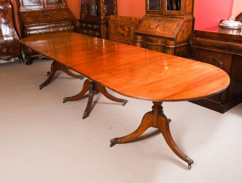 ANTIQUE 12FT GEORGE III REVIVAL TRIPLE PILLAR DINING TABLE 19TH C - ADDITIONAL PHOTO 13