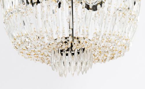 ANTIQUE LOUIS REVIVAL 14 LIGHT BALLROOM CUT CRYSTAL TENT CHANDELIER C1920 - ADDITIONAL PHOTO 10