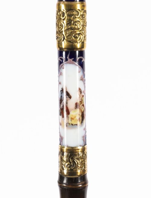 ANTIQUE FRENCH GOLD PLATE SEVRES PORCELAIN WALKING SWORD STICK 19THC 91CM 36 - ADDITIONAL PHOTO 8
