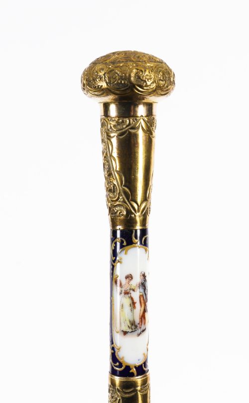 ANTIQUE FRENCH GOLD PLATE SEVRES PORCELAIN WALKING SWORD STICK 19THC 91CM 36 - ADDITIONAL PHOTO 9