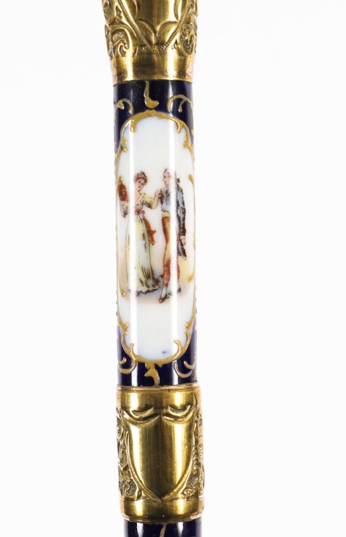 ANTIQUE FRENCH GOLD PLATE SEVRES PORCELAIN WALKING SWORD STICK 19THC 91CM 36 - ADDITIONAL PHOTO 11