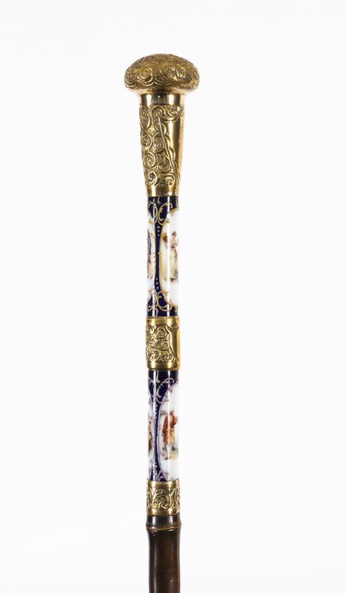 ANTIQUE FRENCH GOLD PLATE SEVRES PORCELAIN WALKING SWORD STICK 19THC 91CM 36 - ADDITIONAL PHOTO 13
