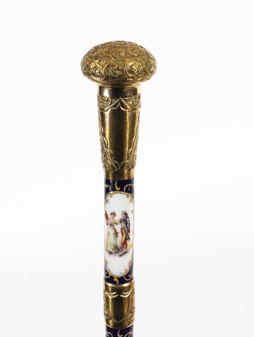 ANTIQUE FRENCH GOLD PLATE SEVRES PORCELAIN WALKING SWORD STICK 19THC 91CM 36 - ADDITIONAL PHOTO 19