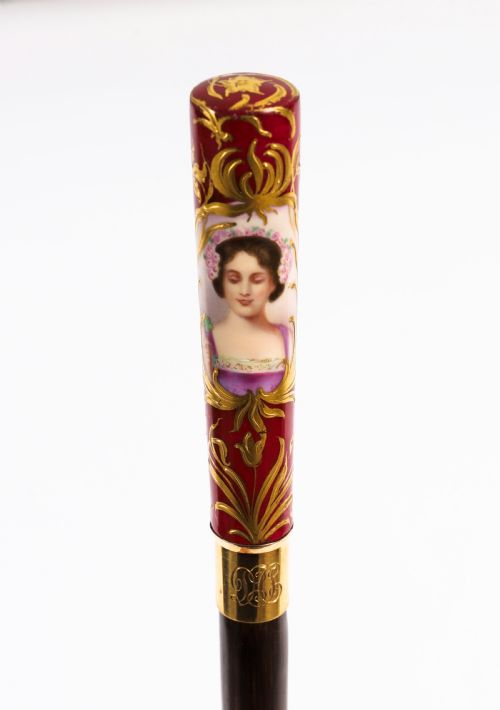 ANTIQUE FRENCH SEVRES PORCELAIN WALKING SWORD STICK 19TH C 89CM 35 INCHES - ADDITIONAL PHOTO 7