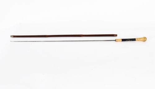 ANTIQUE FRENCH GOLD PLATED SEVRES PORCELAIN WALKING SWORD STICK 19THC 85CM34 - ADDITIONAL PHOTO 3