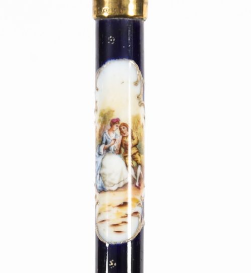 ANTIQUE FRENCH GOLD PLATED SEVRES PORCELAIN WALKING SWORD STICK 19THC 85CM34 - ADDITIONAL PHOTO 6
