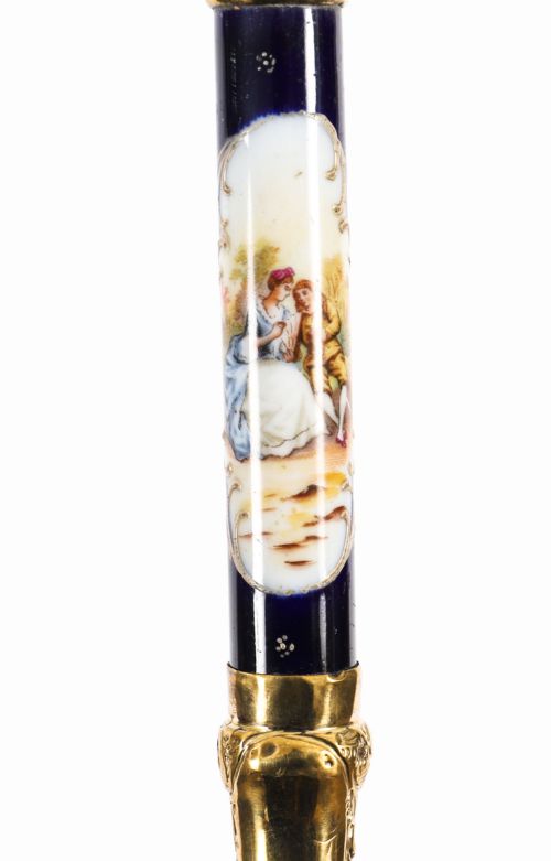 ANTIQUE FRENCH GOLD PLATED SEVRES PORCELAIN WALKING SWORD STICK 19THC 85CM34 - ADDITIONAL PHOTO 13