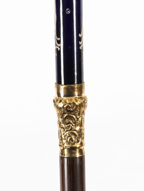 ANTIQUE FRENCH GOLD PLATED SEVRES PORCELAIN WALKING SWORD STICK 19THC 85CM34 - ADDITIONAL PHOTO 16