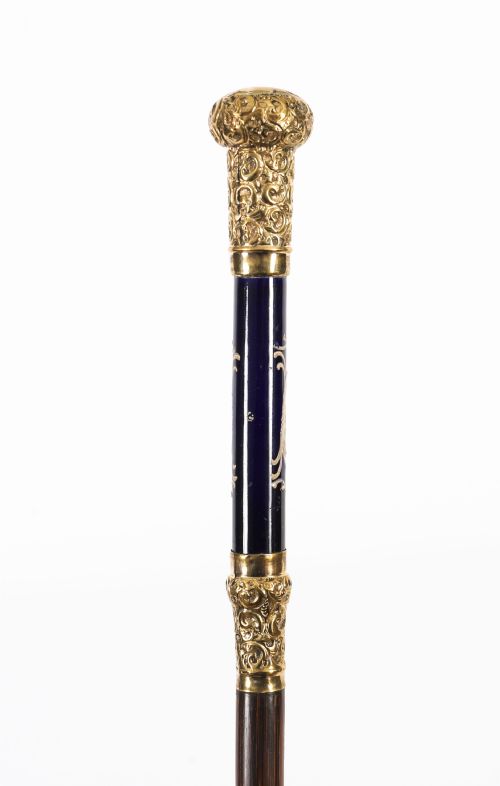 ANTIQUE FRENCH GOLD PLATED SEVRES PORCELAIN WALKING SWORD STICK 19THC 85CM34 - ADDITIONAL PHOTO 17